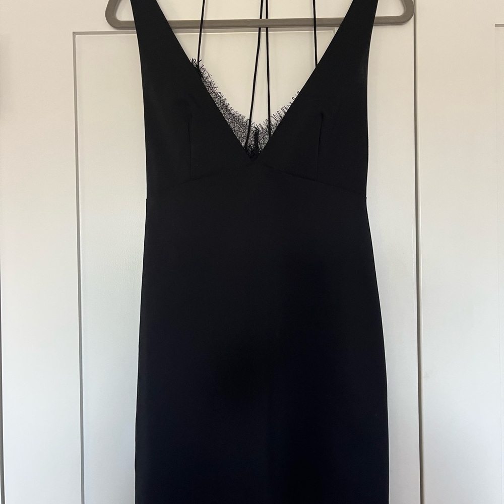 Zara Black Backless Dress with Lace Detail
